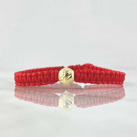 Pulsera Roja Bola Diamantada 0.3gr / 6mm 1 Und Oro Amarillo 18K (A.C)