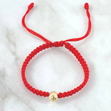 Pulsera Roja Bola Diamantada 0.3gr / 6mm 1 Und Oro Amarillo 18K (A.C)