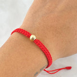 Pulsera Roja Bola Diamantada 0.3gr / 6mm 1 Und Oro Amarillo 18K (A.C)