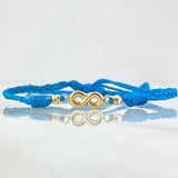 Pulsera Azul Infinito 0.55gr / 3mm Bolas Diamantadas 2 Und Oro Amarillo 18K *
