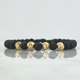 Pulsera Negra Bolas Diamantadas 1.2gr / 6mm 4 Und Oro Amarillo 18K (A.C)