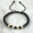 Pulsera Negra Bolas Diamantadas 1.2gr / 6mm 4 Und Oro Amarillo 18K (A.C)