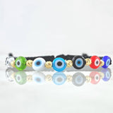 Pulsera Negra Ojo Turco 0.4gr / 3mm Bolas Diamantadas 6 Und Oro Amarillo 18K (A.C)