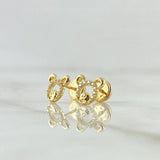 Topos Oso Silueta 1.05gr / 8mm Circones Blancos Oro Amarillo 18K ©