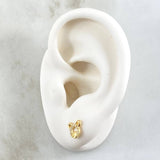 Topos Oso Silueta 1.05gr / 8mm Circones Blancos Oro Amarillo 18K ©