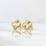 Topos Trébol VCyA 3.1gr / 1.2cm / Diamantado Punteado Broche Mariposa Oro Amarillo Nac.Esp. 18K *