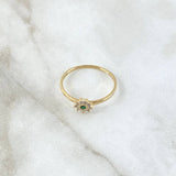 Anillo Flor Nueve Petalos 1.45gr / T7 1/4 / Circones Blancos Verde Oro Amarillo 18K *