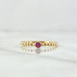 Anillo Solitario Bisel Esferas 1.6gr / T6 1/4 / Circon Fucsia Oro Amarillo 18K *