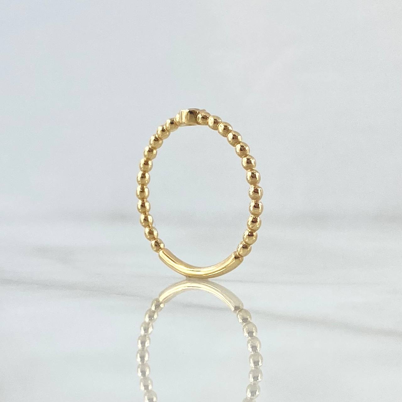 Anillo Solitario Bisel Esferas 1.6gr / T6 1/4 / Circon Fucsia Oro Amarillo 18K *