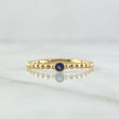Anillo Solitario Bisel Esferas 1.7gr / T7 3/4 / Circon Azul Rey Oro Amarillo 18K *