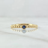 Anillo Solitario Bisel Esferas 1.7gr / T7 3/4 / Circon Azul Rey Oro Amarillo 18K *