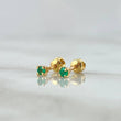 Topos Piedra 0.7gr / 3mm Terminal Circular Esmeralda 4 Pts Oro Amarillo 18K (Joya)