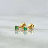 Topos Piedra 0.7gr / 3mm Terminal Circular Esmeralda 4 Pts Oro Amarillo 18K (Joya)