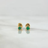 Topos Piedra 0.7gr / 3mm Terminal Circular Esmeralda 4 Pts Oro Amarillo 18K (Joya)