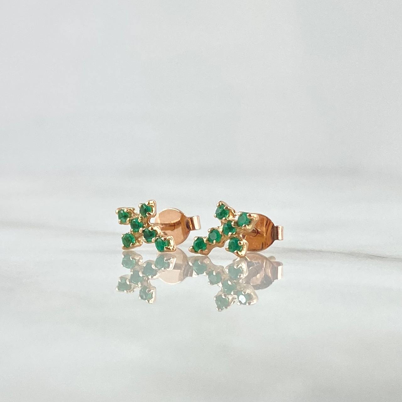 Topos Cruz 1gr / 0.8cm / Esmeralda 12 Pts Oro Rosa 18K (Joya) *