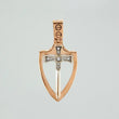 Dije Espada Escudo 3.15 g / 3 cm Dos Oros Blanco Rosa 18K