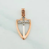 Dije Espada Escudo 3.15 g / 3 cm Dos Oros Blanco Rosa 18K