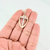 Dije Espada Escudo 3.15 g / 3 cm Dos Oros Blanco Rosa 18K