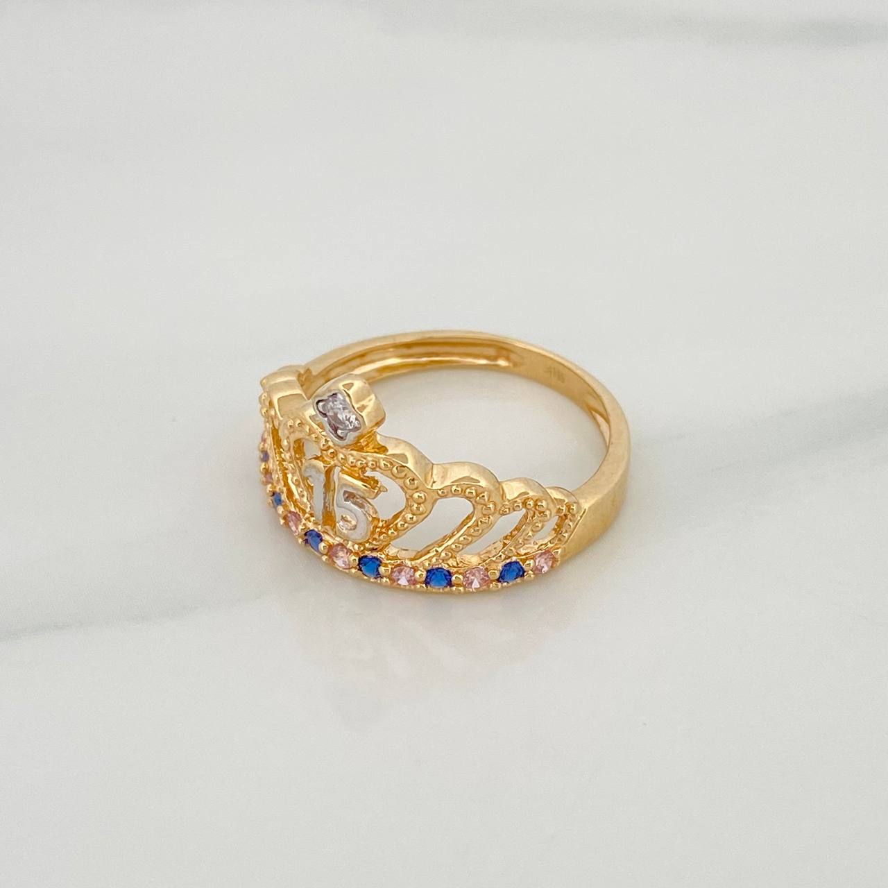Anillo 15'S 3.3 g / T7 Dos Oros Amarillo Blanco 18K