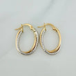 Candongas Doble Aro 1.45gr / 2.3cm / Dos Oros Amarillo Blanco 18K %
