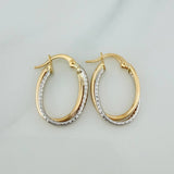 Candongas Doble Aro 1.5gr / 2.3cm / Dos Oros Amarillo Blanco 18K &