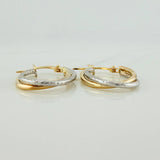 Candongas Doble Aro 1.45gr / 2.3cm / Dos Oros Amarillo Blanco 18K %