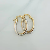 Candongas Doble Aro 1.5gr / 2.3cm / Dos Oros Amarillo Blanco 18K &