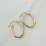 Candongas Doble Aro 1.45gr / 2.3cm / Dos Oros Amarillo Blanco 18K %