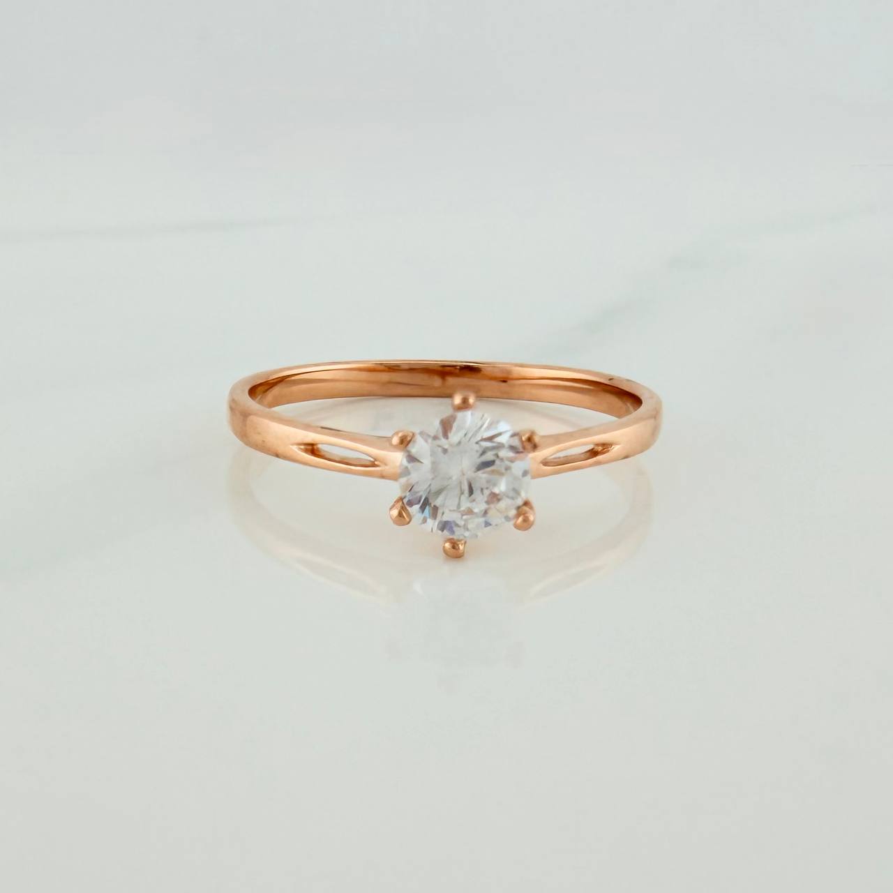 Anillo Solitario Curva 1.7gr / T5 1/4 / Oro Rosa 18K &