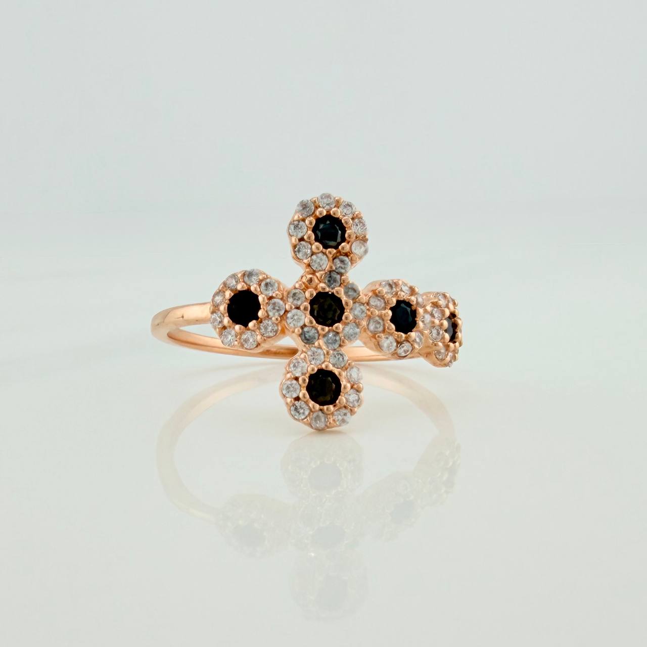 Anillo Cruz Tupida 2.2gr / T7 / Oro Rosa 18K &