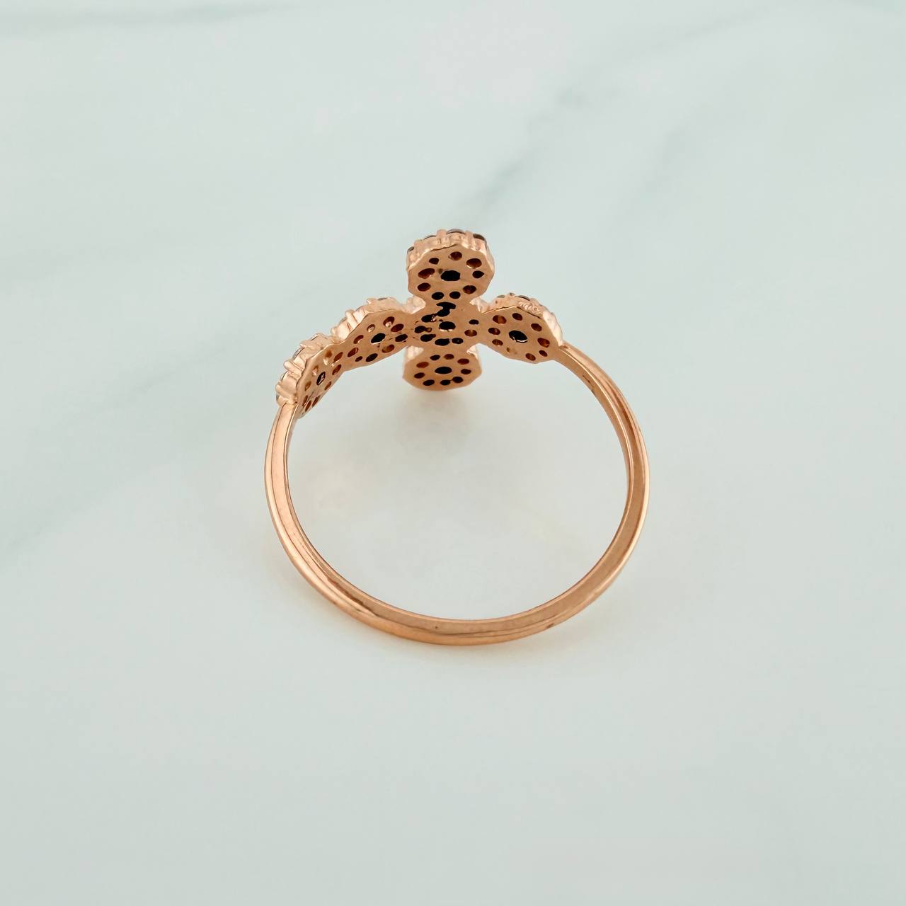 Anillo Cruz Tupida 2.2gr / T7 / Oro Rosa 18K &