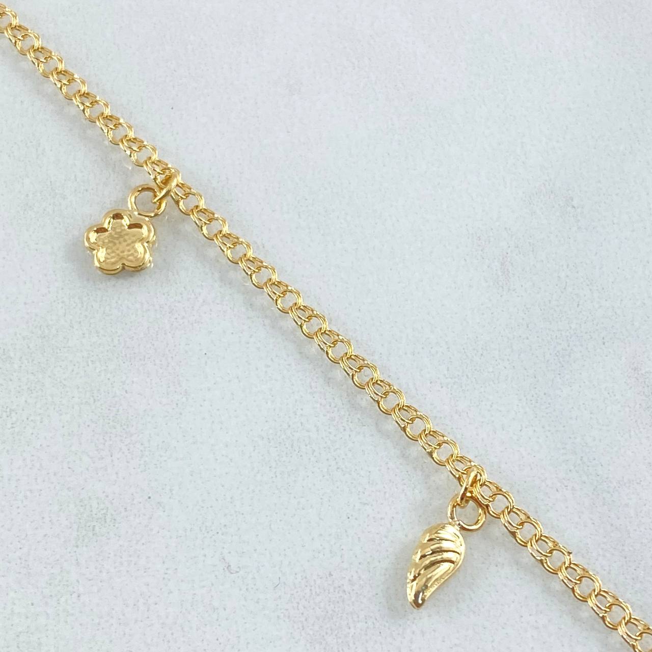 Tobillera Aro Seguido Dije 3.45gr / 25.5cm / Oro Amarillo 18K *