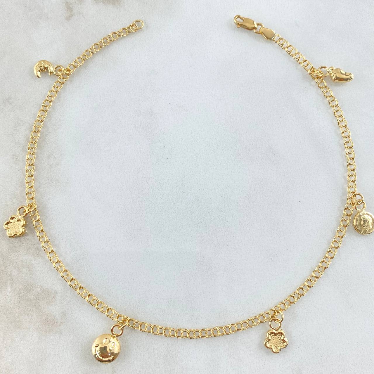 Tobillera Aro Seguido Dije 3.55gr / 24.5cm / Oro Amarillo 18K *