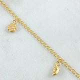 Tobillera Aro Seguido Dije 3.45gr / 26.5cm / Oro Amarillo 18K *