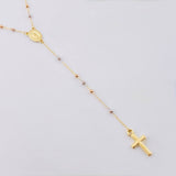 Rosario Virgen Maria Cruz Lisa 2.95gr / 37.5cm-45cm / 2mm Tres Oros +4 18K *