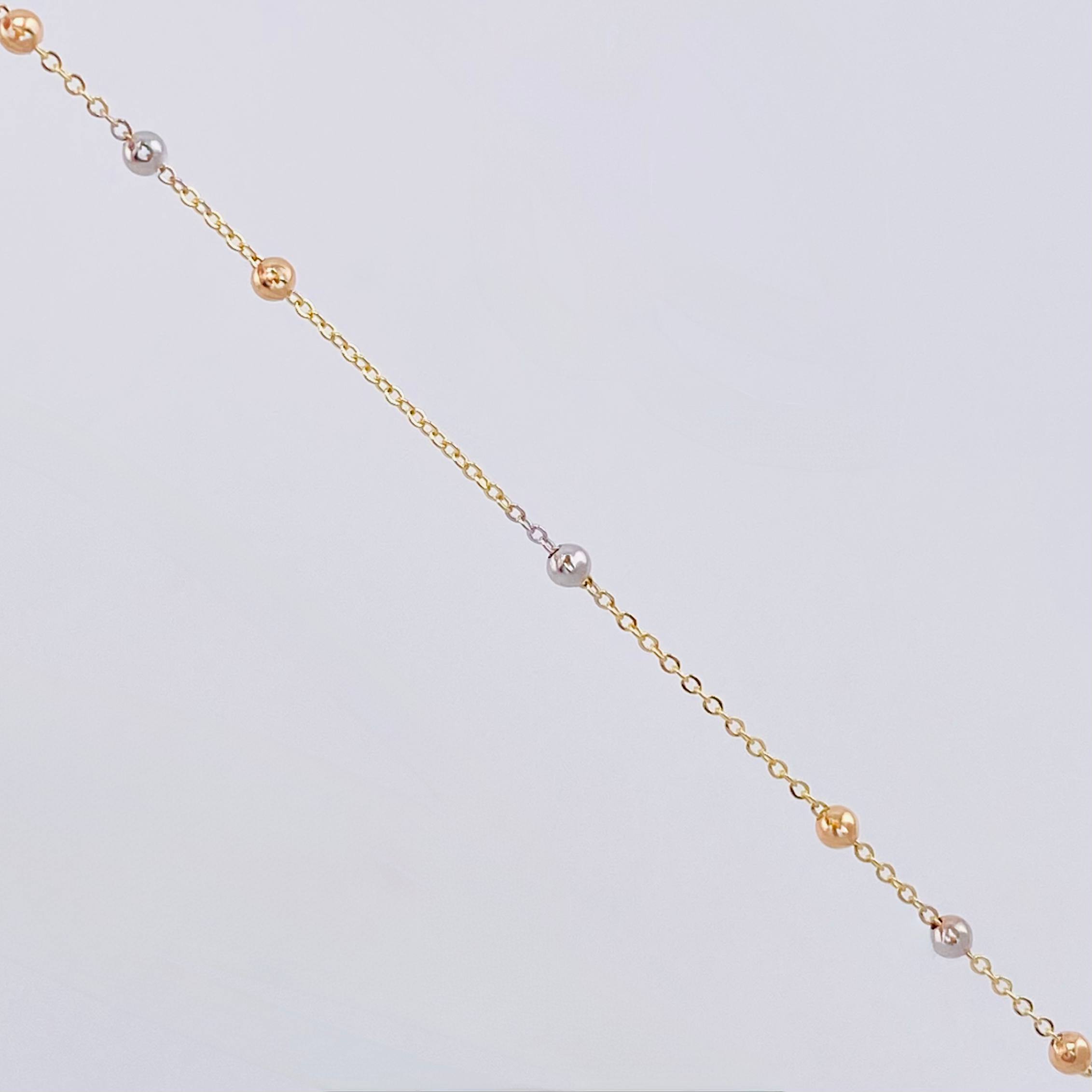 Rosario Virgen Maria Cruz Lisa 2.95gr / 37.5cm-45cm / 2mm Tres Oros +4 18K *