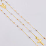 Rosario Virgen Maria Cruz Lisa 2.95gr / 37.5cm-45cm / 2mm Tres Oros +4 18K *