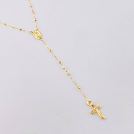 Rosario Virgen Maria Cruz Lisa 2.9gr / 37cm-45cm / 2mm Oro Amarillo +4 18K *