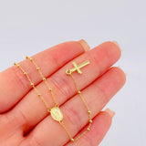 Rosario Virgen Maria Cruz Lisa 2.9gr / 37cm-45cm / 2mm Oro Amarillo +4 18K *