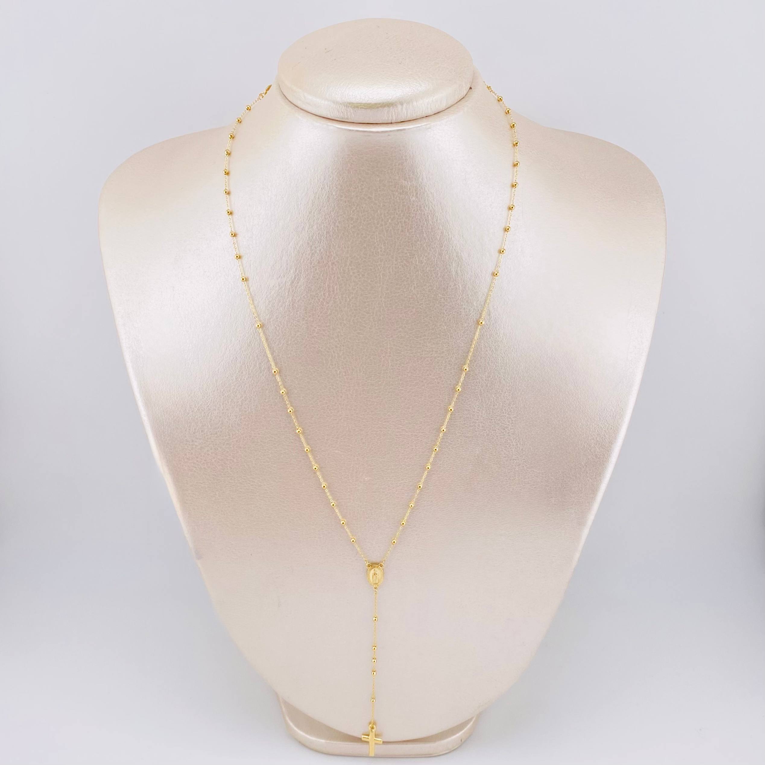 Rosario Virgen Maria Cruz Lisa 2.85gr / 35cm-45cm / 2mm Oro Amarillo +4 18K