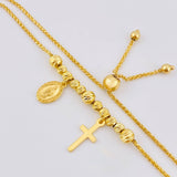 Pulso Franco Virgen Maria Cruz Lisa 3.45gr / 6cm-23cm / 3mm-4mm Oro Amarillo 18K