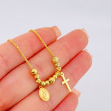 Pulso Franco Virgen Maria Cruz Lisa 3.45gr / 6cm-23cm / 3mm-4mm Oro Amarillo 18K