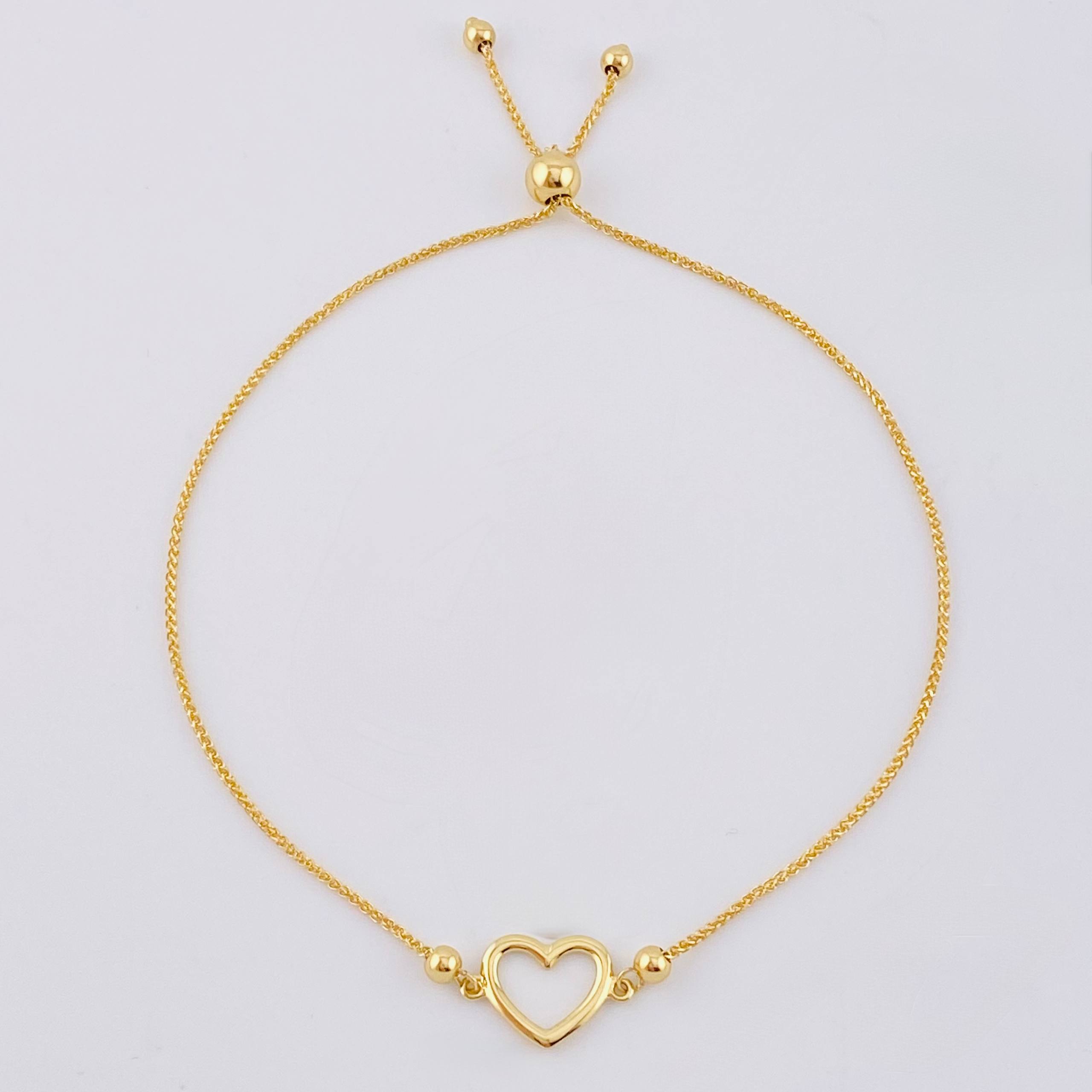 Pulso Franco Corazon Silueta 2.25gr / 4cm-24cm / 3mm Oro Amarillo +4 18K