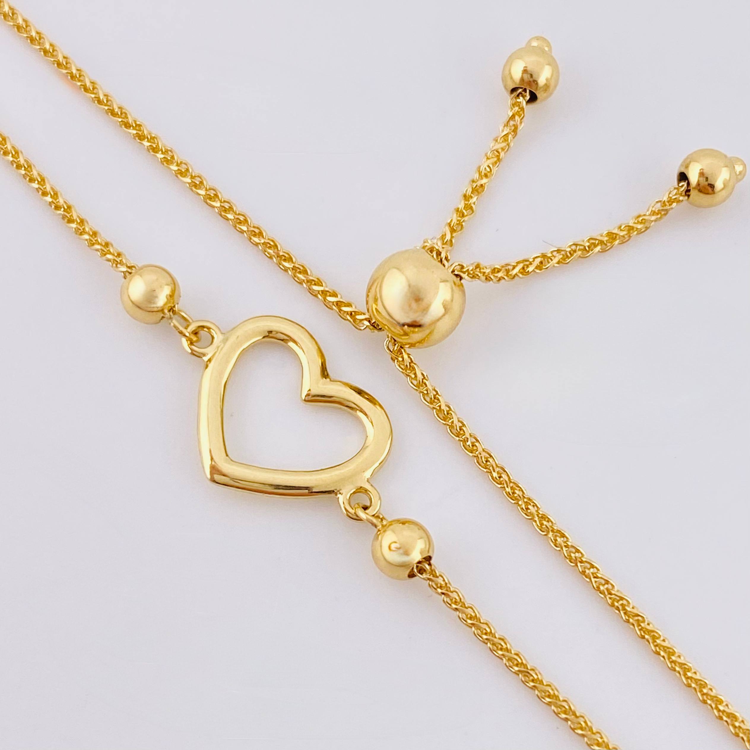Pulso Franco Corazon Silueta 2.25gr / 4cm-24cm / 3mm Oro Amarillo +4 18K
