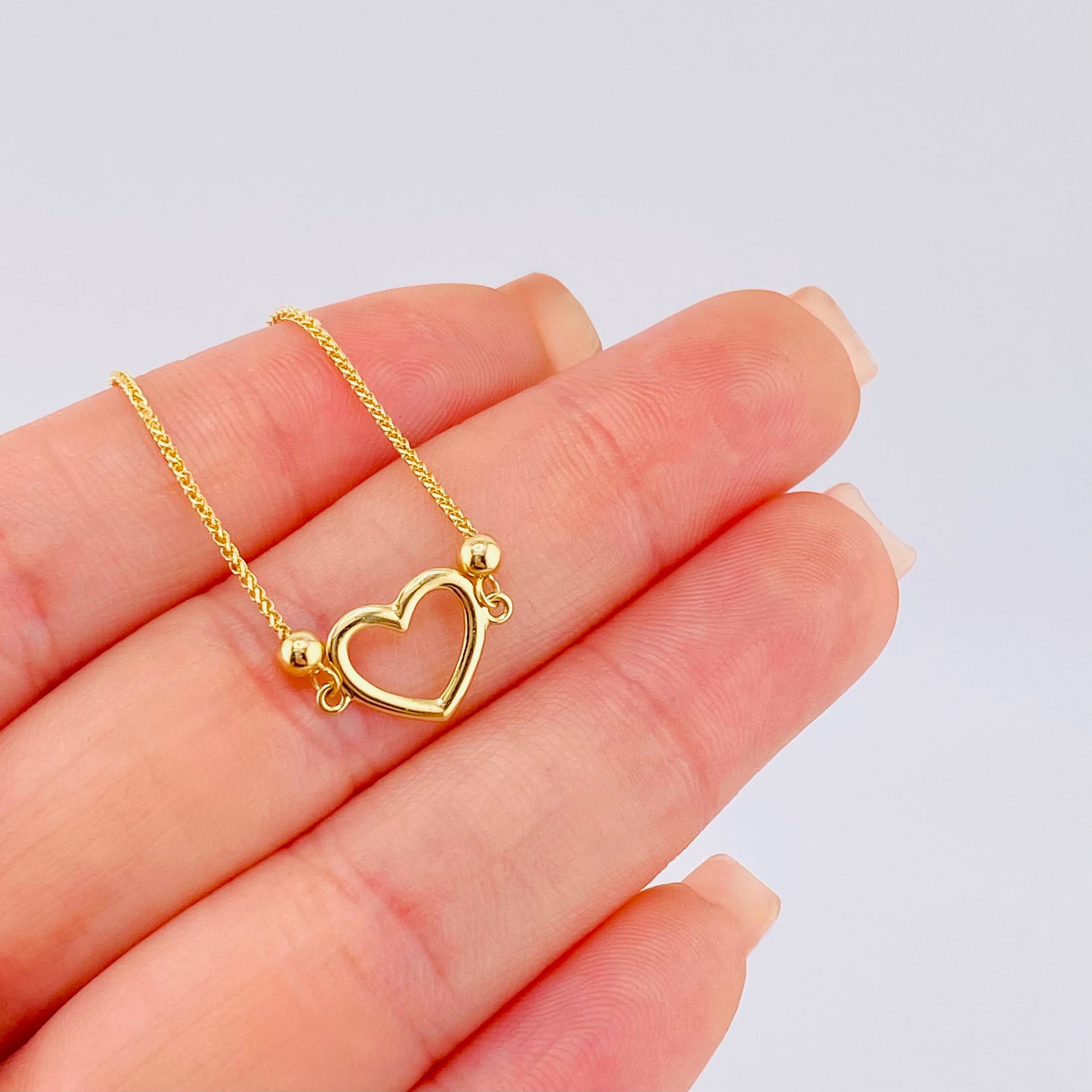 Pulso Franco Corazon Silueta 2.25gr / 4cm-24cm / 3mm Oro Amarillo +4 18K