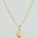 Set Cadena y Dije Flor Espejo + Virgen Guadalupe 1.35gr / 50cm / 1.3mm Oro Amarillo 18K (Oferta) *