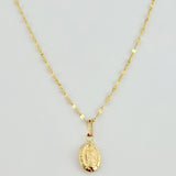 Set Cadena y Dije Flor Espejo + Virgen Guadalupe 1.35gr / 45cm / 1.3mm Oro Amarillo 18K (Oferta) *