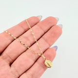 Set Cadena y Dije Flor Espejo + Virgen Guadalupe 1.35gr / 50cm / 1.3mm Oro Amarillo 18K (Oferta)