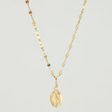 Set Cadena y Dije Flor Espejo + Virgen Milagrosa 1.4gr / 50cm / 1.3mm Oro Amarillo 18K (Oferta)