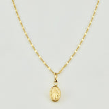 Set Cadena y Dije Flor Espejo + Virgen Milagrosa 1.35gr / 45cm / 1.3mm Oro Amarillo 18K (Oferta) *